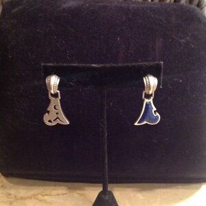 Vintage Caroyln Pollock wolf Lapis 3 way Earrings